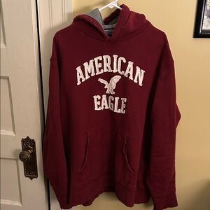 American Eagle Outfitters Men's Burgundy Hoodie